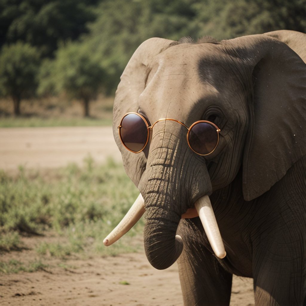Cool elephant wearing sunglasses.